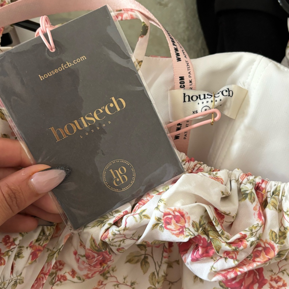 House of CB Cream Midi Dress with Pink Floral Print - Picture 7 of 7
